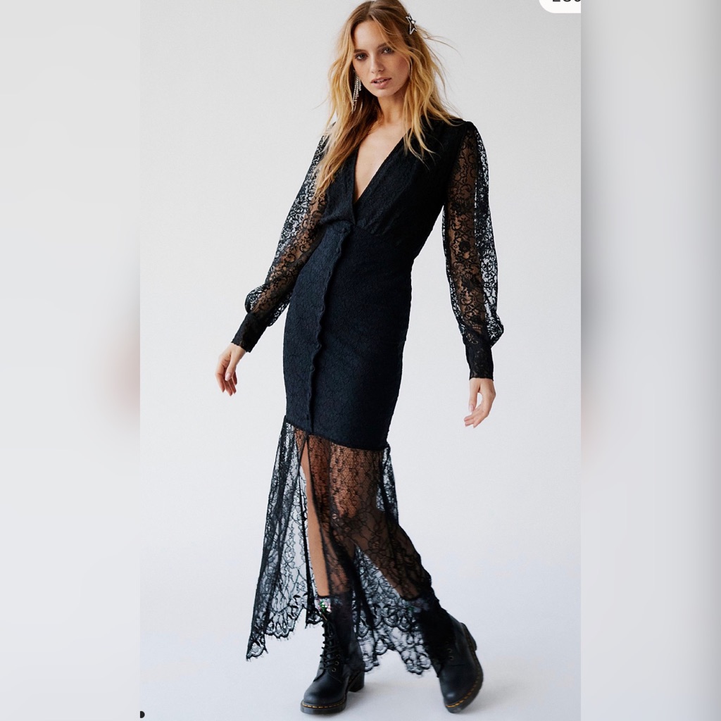 New Night Cap X Free People Siena Lace Gown-Black
